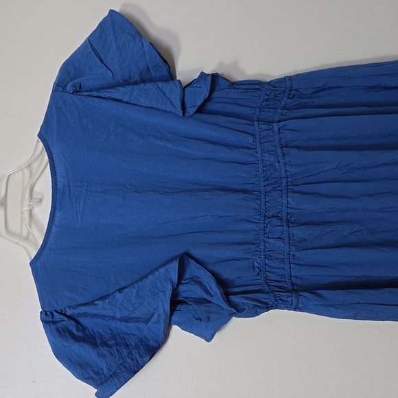 Women’s A New Day BLUE Flutter Ruffle Short Sleeve Maxi Dress Size M Spring NWT - Picture 8 of 9